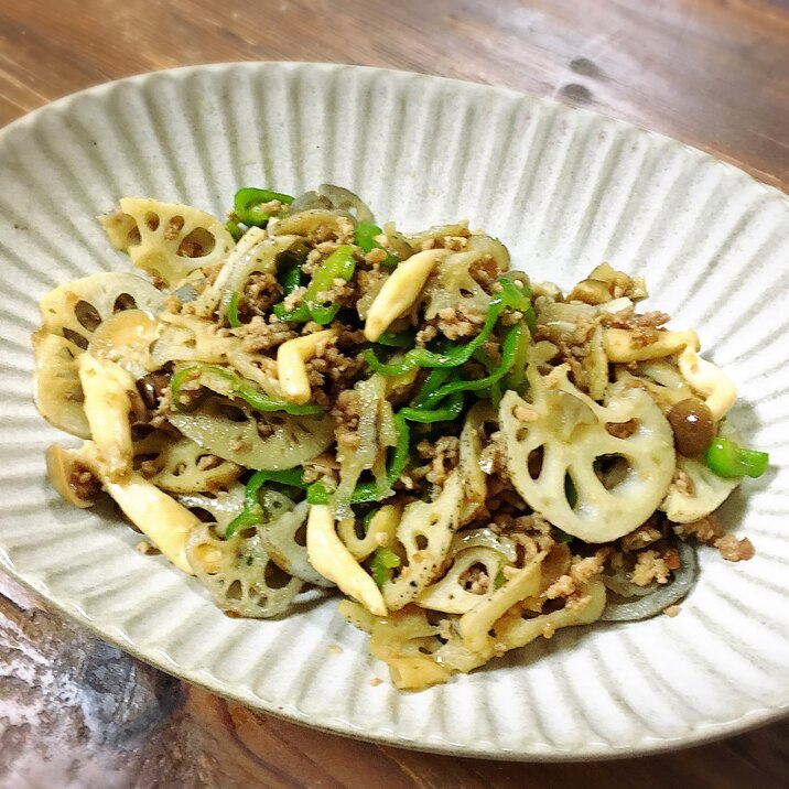 ご飯が進む☆蓮根とひき肉の甘辛炒め